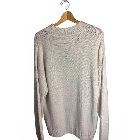 Vintage Country Suburbans Hand Knit Wool Blend Sweater /Blue Floral Pattern M - Picture 7 of 9